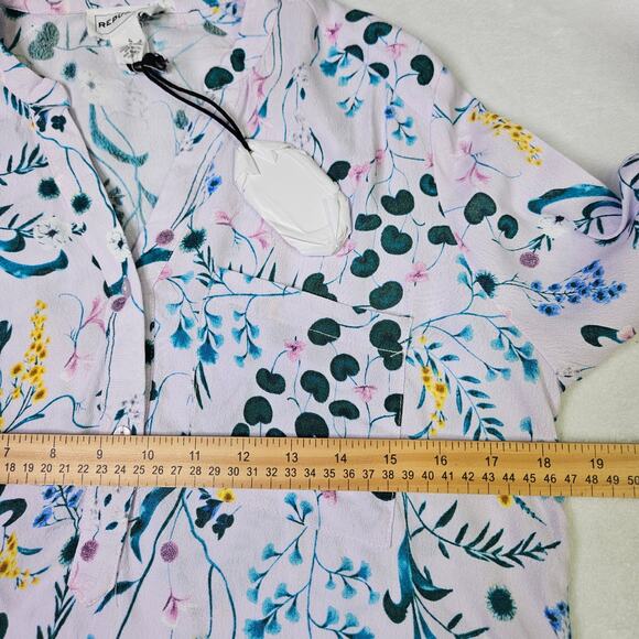 🦃New For The Republic Floral Spring Long Sleeve Blouse V Neck Half Button Small - Picture 12 of 13